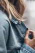 Metal Buttons Flap Pocket Drop Shoulder Denim Jacket